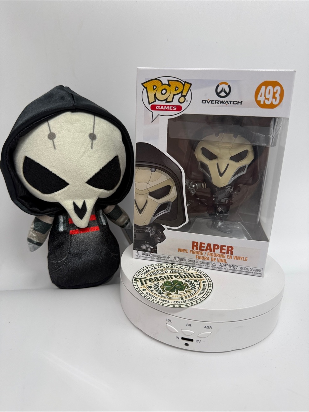 Funko Pop! Games Overwatch Reaper Vinyl Figure & Plush Set - Black, White, Red